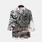 Gothic Music Reaper Skeleton Men’s Long Sleeve Dress Shirt