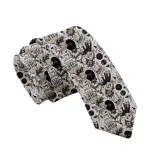 Gothic Occult Symbols and Skull Pattern Men's Necktie