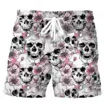 Gothic Pink Floral Skull Art Print Men’s Shorts