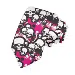 Gothic Pink Skull Cluster Doodle Cartoon Pattern Necktie