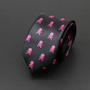 Gothic Pink Skull Crossbones Pattern Formal Black Tie