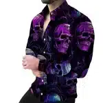 Gothic Purple Skull Vine Soul Men's Long Sleeve Dress Shirt