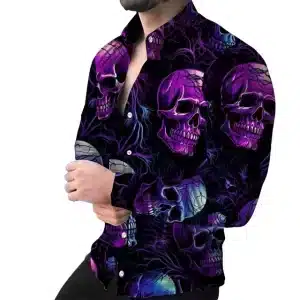 Gothic Purple Skull Vine Soul Men's Long Sleeve Dress Shirt