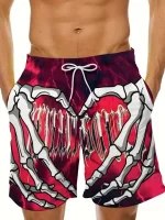 Gothic Skeleton Heart Shaped Hands Red Men's Shorts