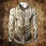 Gothic Skeleton Ribcage Bones Men's Long Sleeve Dress Shirt