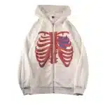 Gothic Skeleton Ribcage Graphic Women's Zip Up Hoodie