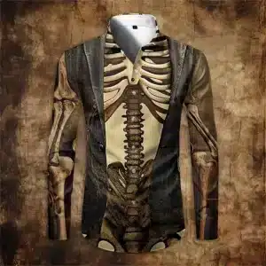 Gothic Skeleton Suit 3D Print Men's Long Sleeve Dress Shirt