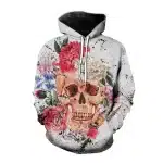 Gothic Skull Floral Bouquet Splash Art Gothic Men's Hoodie