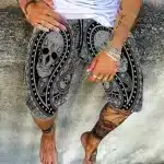 Gothic Skull Paisley Bandana Monochrome Men's Shorts