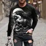 Gothic Skull Raven Full Moon Men’s Long Sleeve T-Shirt