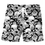 Gothic Skull Rose Butterfly Pattern Men’s Shorts