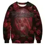 Gothic Thorned Skull Bride Rose Pattern Men’s Sweatshirt