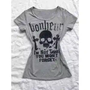 Gray Bonheur Skull and Crosses Vintage Women's T-Shirt