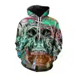 Green Aztec Abstract Graffiti Skull Art Cool Men's Hoodie