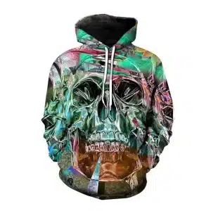 Green Aztec Abstract Graffiti Skull Art Cool Men's Hoodie