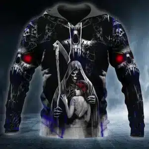 Grim Reaper Skeleton Bride Gothic Skull Horror Men’s Hoodie