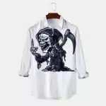 Grim Reaper Skeleton Finger Men’s Long Sleeve Dress Shirt