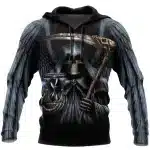 Grim Reaper Skeleton Hourglass Wings Black Men’s Hoodie