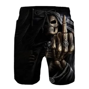 Grim Reaper Skeleton Middle Finger Horror Men's Shorts