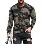 Grunge Punk Skull Camo Black Men’s Long Sleeve T-Shirt