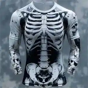 Grunge Skeleton Cracked Skull Men’s Long Sleeve T-Shirt