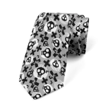 Grunge Skull Cross Thunder Pattern Gray Men's Necktie