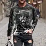 Gunslinger Skull Wild West Cowboy Men’s Long Sleeve T-Shirt