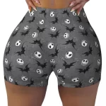 Halloween Gothic Skull & Bat Pattern Women’s Biker Shorts