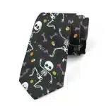 Halloween Skeleton Bat Icons Pattern Black Men's Necktie