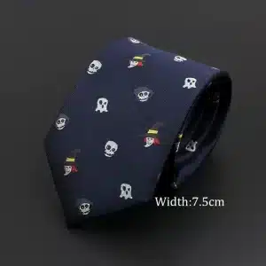 Halloween Skulls and Witch Hats Navy Blue Men's Necktie