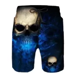 Haunted Ethereal Blue Skull Smoke Horror Men's Shorts