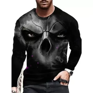 Haunted Glaring Skull Horror Men’s Long Sleeve T-Shirt