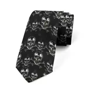 Haunted Grunge Skull Crossbones Pattern Horror Necktie