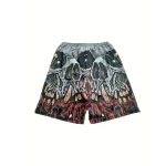 Haunted Red Fury Demon Skull Horror Graphic Swim Trunks