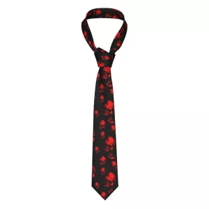 Haunted Red Skull Cascade Horror Pattern Necktie