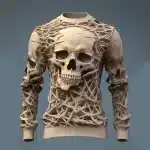 Haunted Skull Bone Mesh Sculpture Horror Men’s Sweatshirt