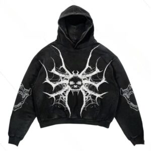 Haunted Spider Skull Web Art Horror Black Women's Hoodie