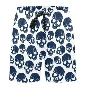 Hollow Navy Skull Pattern Gothic White Men's Shorts