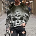 Horned Skull Pentagram Occult Men’s Long Sleeve T-Shirt