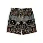 Horror Beastly Skull Fang Dark Graphic Swim Trunks