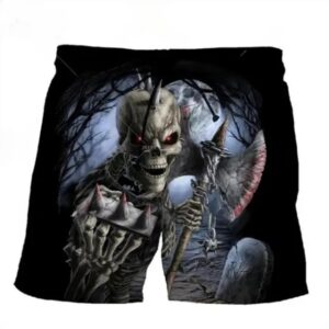 Horror Demon Skull Warrior Cemetery Gothic Swim Trunks