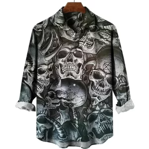 Horror Demon Skulls Triangle Men's Long Sleeve Dress Shirt