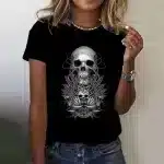 Horror Gothic Tribal Skull Vines Black Women's T-Shirt