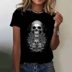 Horror Gothic Tribal Skull Vines Black Women's T-Shirt