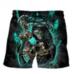 Horror Grim Reaper Skeleton Green Aura Men’s Shorts