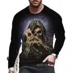 Horror Reaper Skeleton Spade Card Men’s Long Sleeve T-Shirt