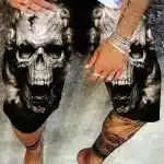 Horror Screaming Skull Smoky Gothic Art Swim Trunks