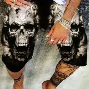 Horror Screaming Skull Smoky Gothic Art Swim Trunks