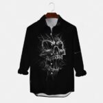 Horror Screaming Spike Skull Men's Long Sleeve Dress Shirt