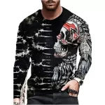 Indian Tribal Skull Warrior Design Men’s Long Sleeve T-Shirt